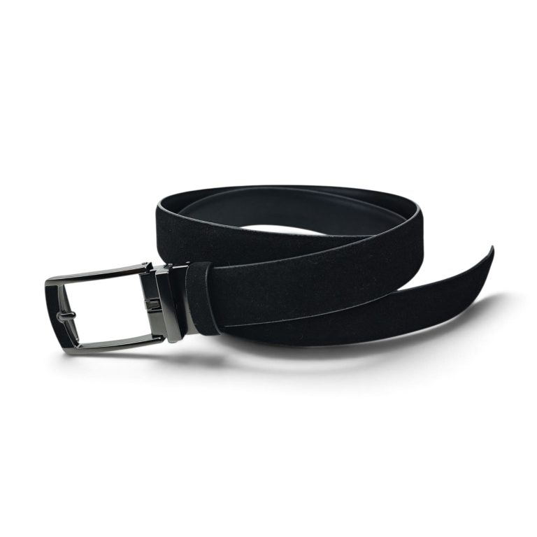 Curea barbati piele intoarsa neagra EVROS SL26-10, 3,5 cm, cataramă automată