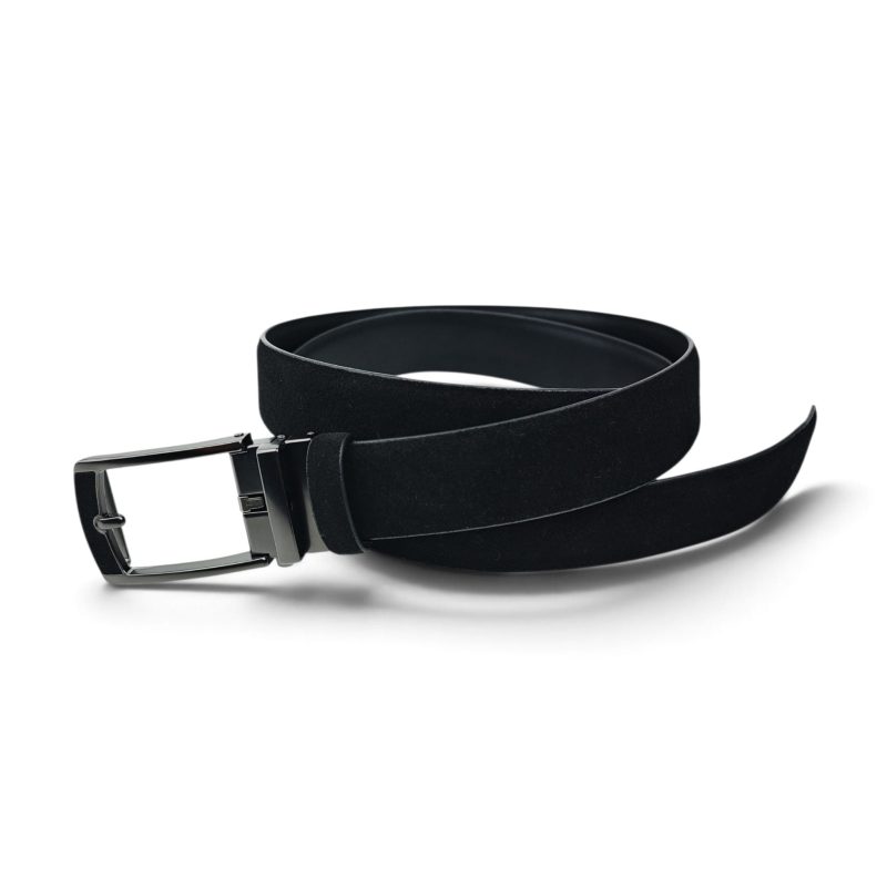 Curea barbati piele intoarsa neagra EVROS SL26-10, 3,5 cm, cataramă automată