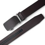 Curea bărbați maro închis din piele naturală, 3,5 cm – EVROS SL26-7 - imagine 4