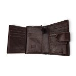 Portofel bărbați din piele naturală maro PB01-8025, cu închidere magnetică, EVROS
