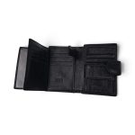 Portofel bărbați din piele naturală neagră PB01-8025, cu închidere magnetică, EVROS