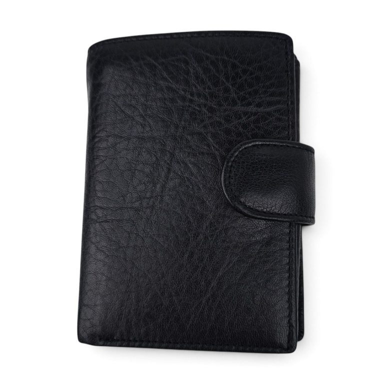 Portofel bărbați din piele naturală neagră PB01-8025, cu închidere magnetică, EVROS