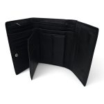Interior portofel damă negru din piele naturală cu multiple compartimente