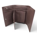 Interior portofel damă roz pal din piele naturală cu multiple compartimente