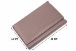Portofel damă roz pal din piele naturală, dimensiuni 16 x 12 cm